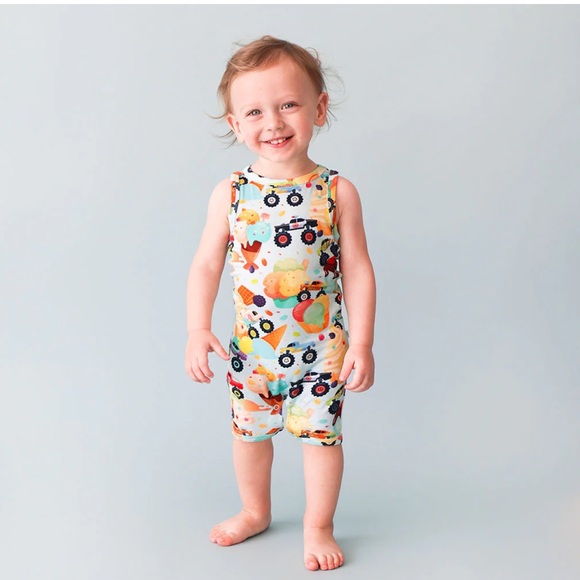 Posh Peanut Racerback Short Length Romper - Monster Trucks - Picture 5 of 5